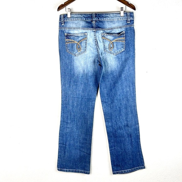 ESPRIT | 👖94107 Style Blue Light Wash Faded Low-Rise Bootcut Denim Jeans - Picture 2 of 9